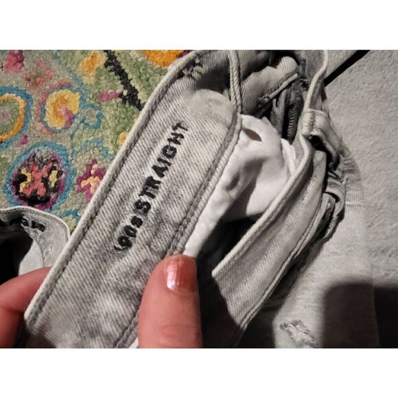 American Eagle 90's Loose Jeans Ripped Grey Women's 10 - Picture 4 of 5